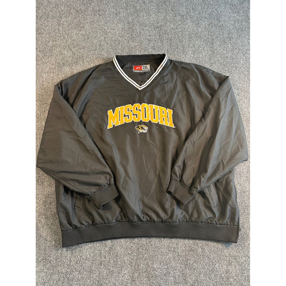 Vintage‎ Missouri Tigers Windbreaker Pullover Jacket Black Mens 2XL Pro Player